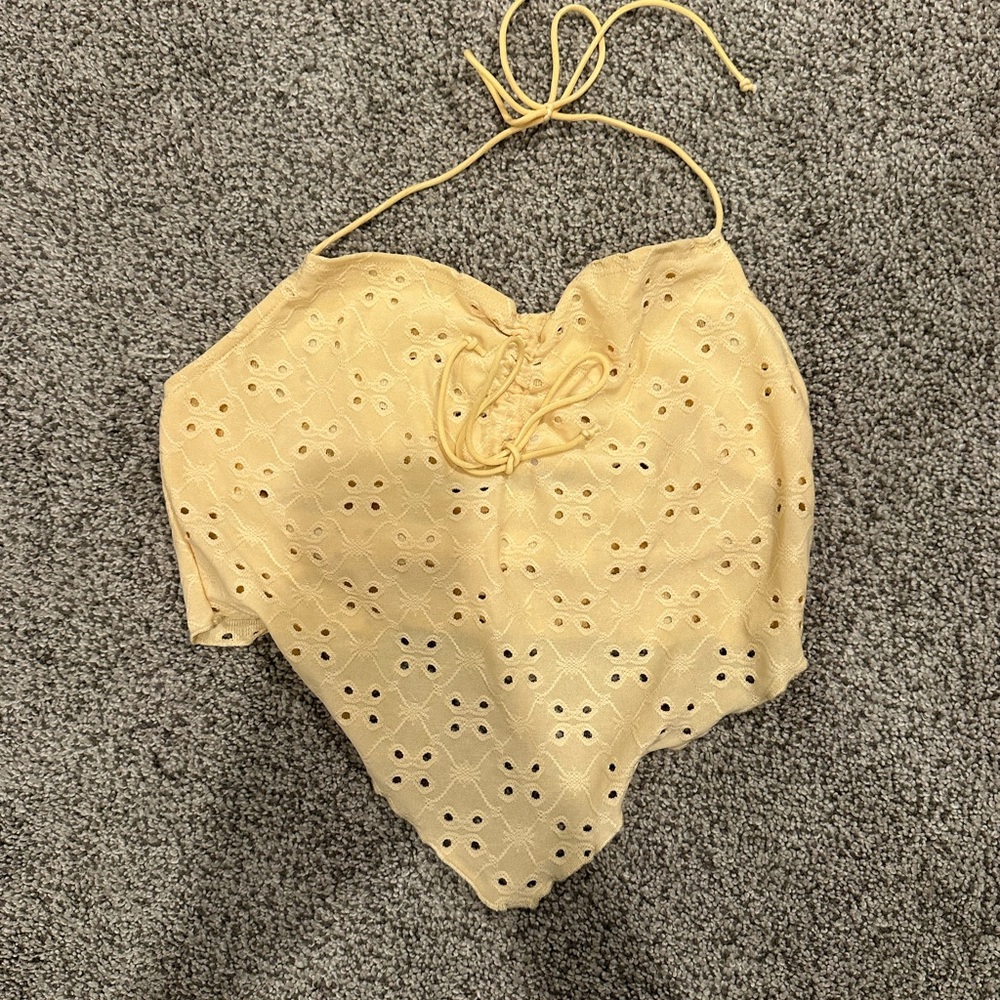 Yellow Eyelet Halter Top